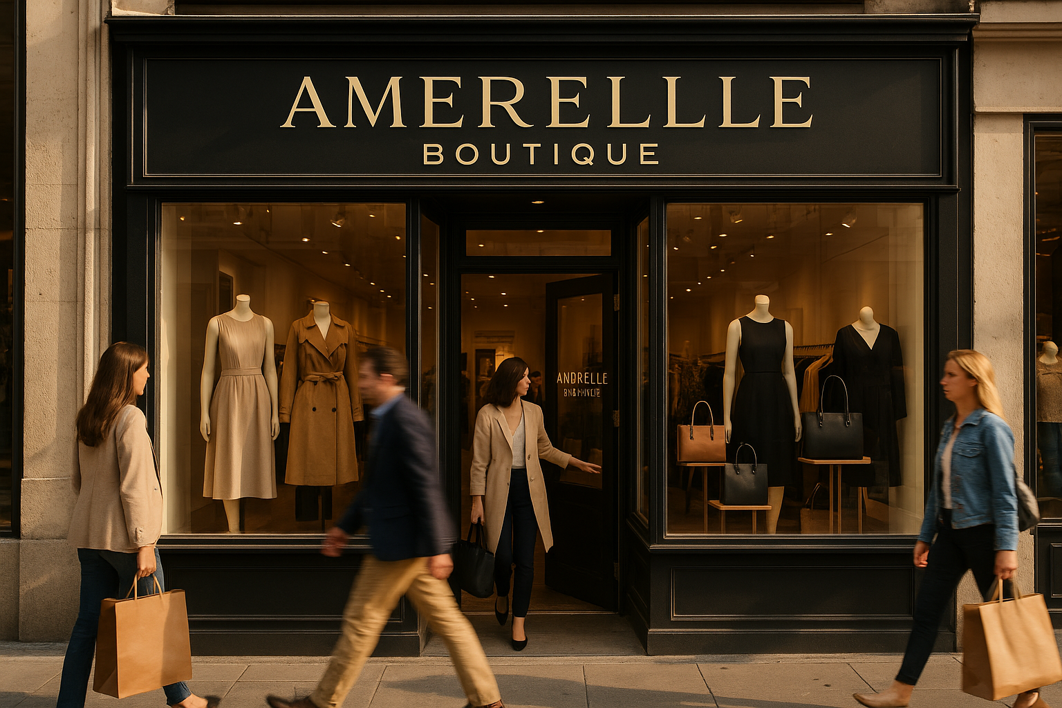 This is good, however I don't see any people shopping or walking in front of the store. Also the text is not shown properly on the store door!